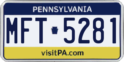 PA license plate MFT5281