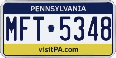 PA license plate MFT5348