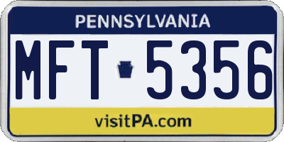 PA license plate MFT5356