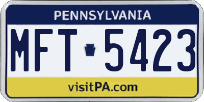 PA license plate MFT5423