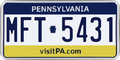 PA license plate MFT5431