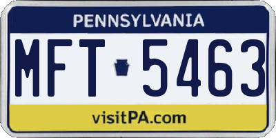 PA license plate MFT5463