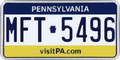 PA license plate MFT5496