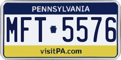 PA license plate MFT5576