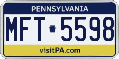 PA license plate MFT5598