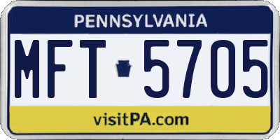 PA license plate MFT5705