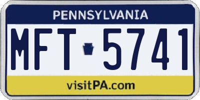 PA license plate MFT5741