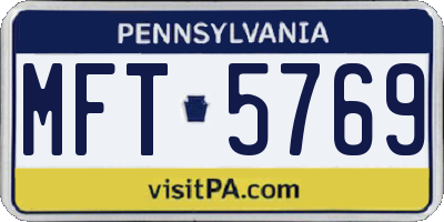 PA license plate MFT5769