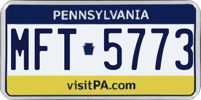 PA license plate MFT5773