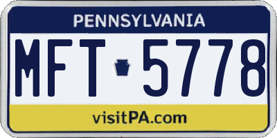 PA license plate MFT5778