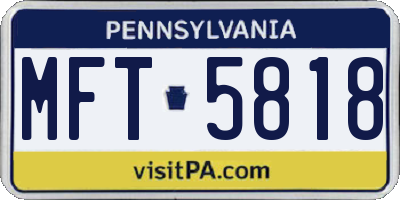 PA license plate MFT5818