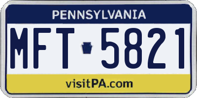 PA license plate MFT5821
