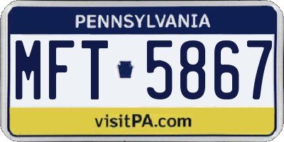 PA license plate MFT5867