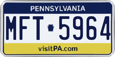 PA license plate MFT5964