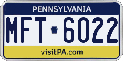 PA license plate MFT6022