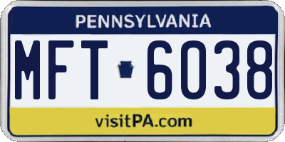 PA license plate MFT6038