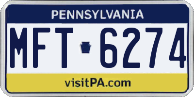 PA license plate MFT6274