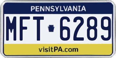 PA license plate MFT6289