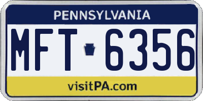PA license plate MFT6356