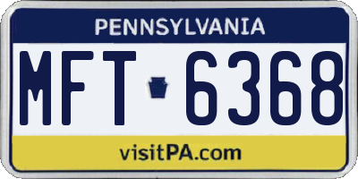 PA license plate MFT6368