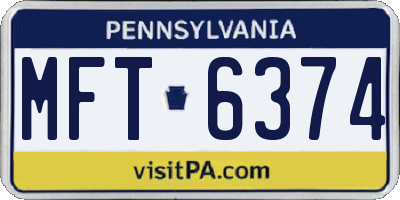 PA license plate MFT6374