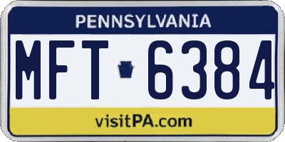 PA license plate MFT6384