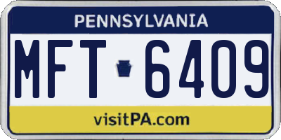 PA license plate MFT6409