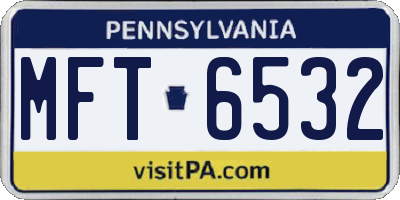 PA license plate MFT6532