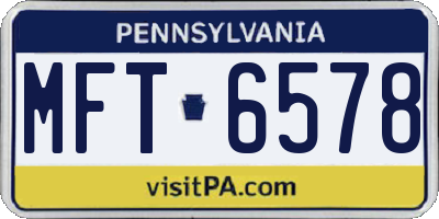 PA license plate MFT6578