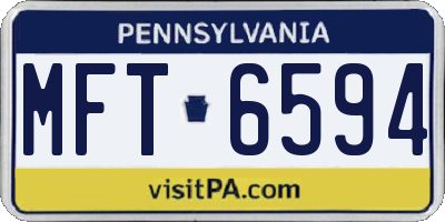PA license plate MFT6594