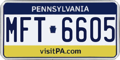 PA license plate MFT6605