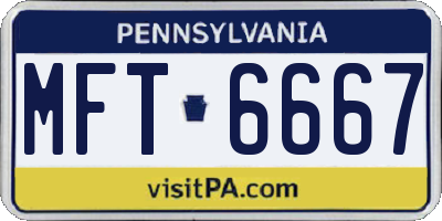 PA license plate MFT6667