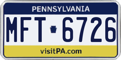 PA license plate MFT6726