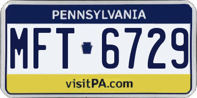 PA license plate MFT6729