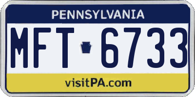 PA license plate MFT6733