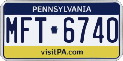 PA license plate MFT6740