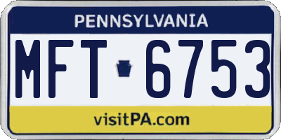 PA license plate MFT6753
