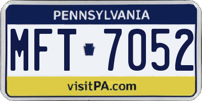PA license plate MFT7052