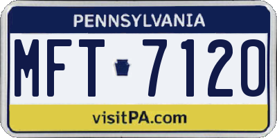 PA license plate MFT7120