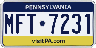 PA license plate MFT7231