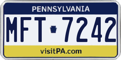 PA license plate MFT7242