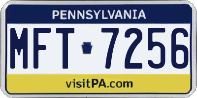 PA license plate MFT7256