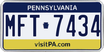 PA license plate MFT7434