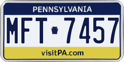PA license plate MFT7457