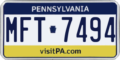 PA license plate MFT7494