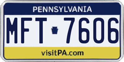PA license plate MFT7606