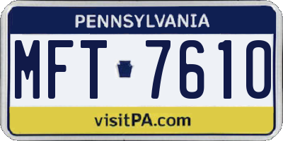 PA license plate MFT7610
