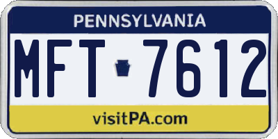 PA license plate MFT7612