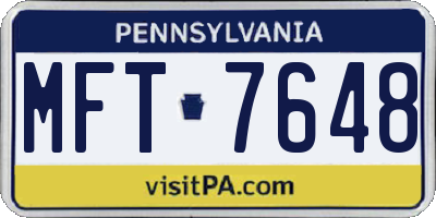 PA license plate MFT7648