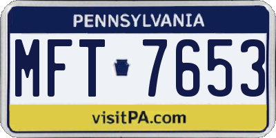 PA license plate MFT7653
